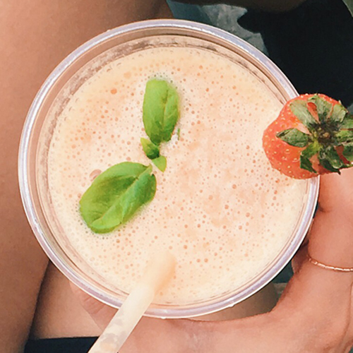 Peach basil protein smoothie